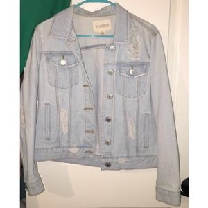 light wash distressed jean jacket